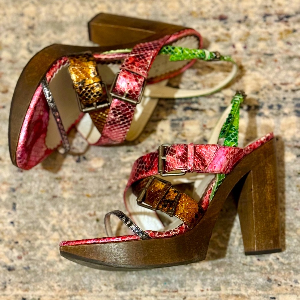 Colorful Metallic Python Sandals - image 2
